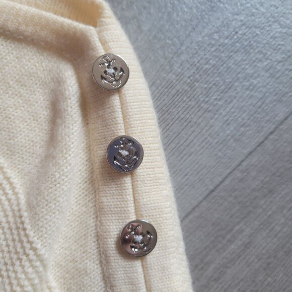 Talbots XS Cream Knit Poncho With Button Accents - Picture 4 of 8